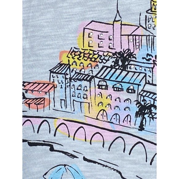 Casey Key Watercolor Size 1X Beach Seaside Vacation Lounge Tank Top Bling NWT - Picture 5 of 14